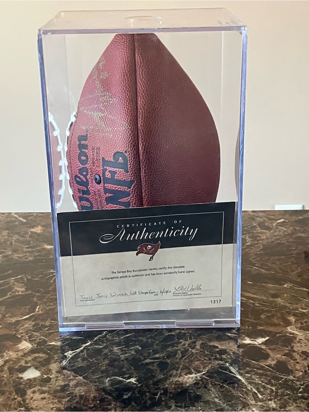 Jerry Wunsch Wilson Signed NFL Football with Certificate of Authenticity OBO